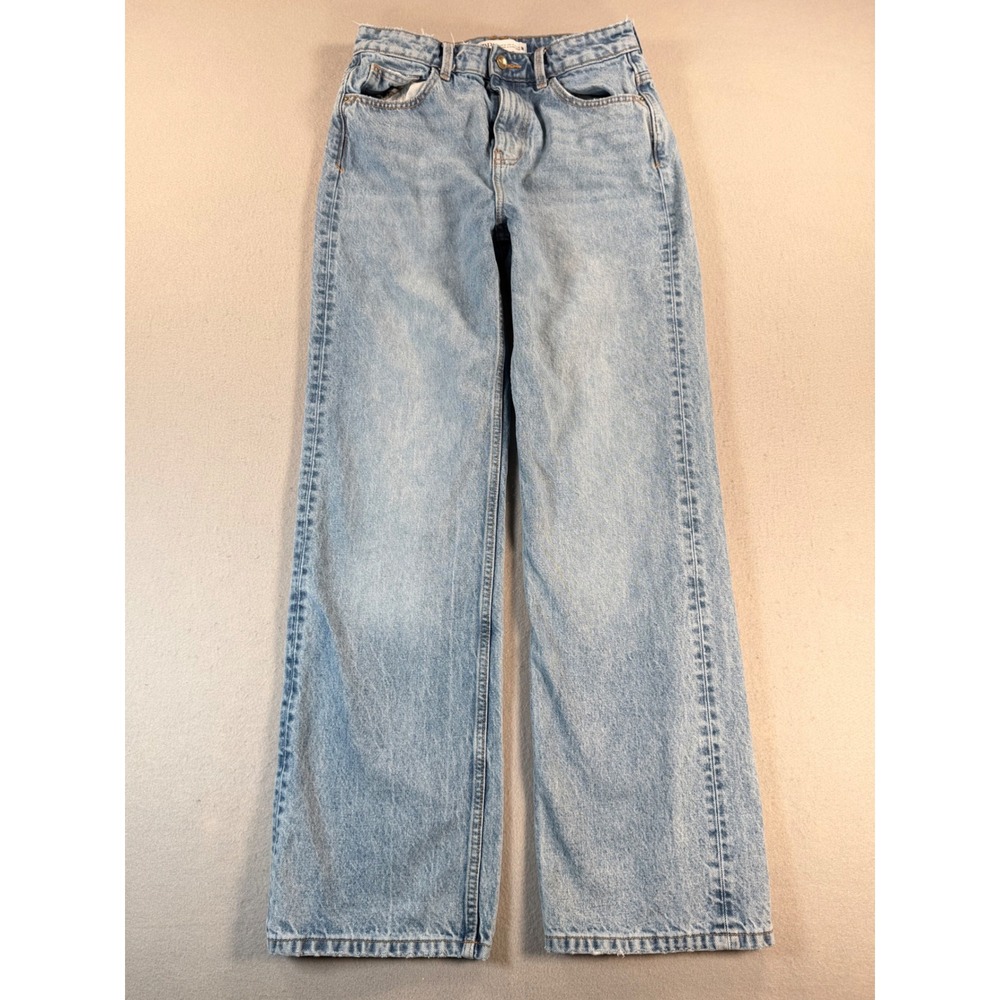 Y2k Zara High Waisted Wide Leg Jeans Light Wash Blue Denim Size 4 US 36 EU